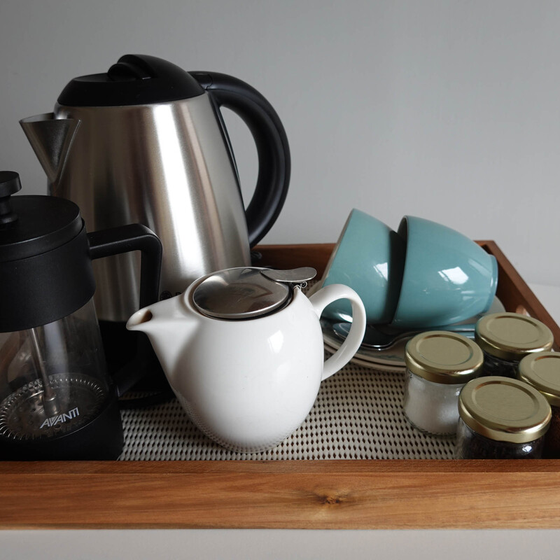 The cottage has everything you need for a cup of tea in bed